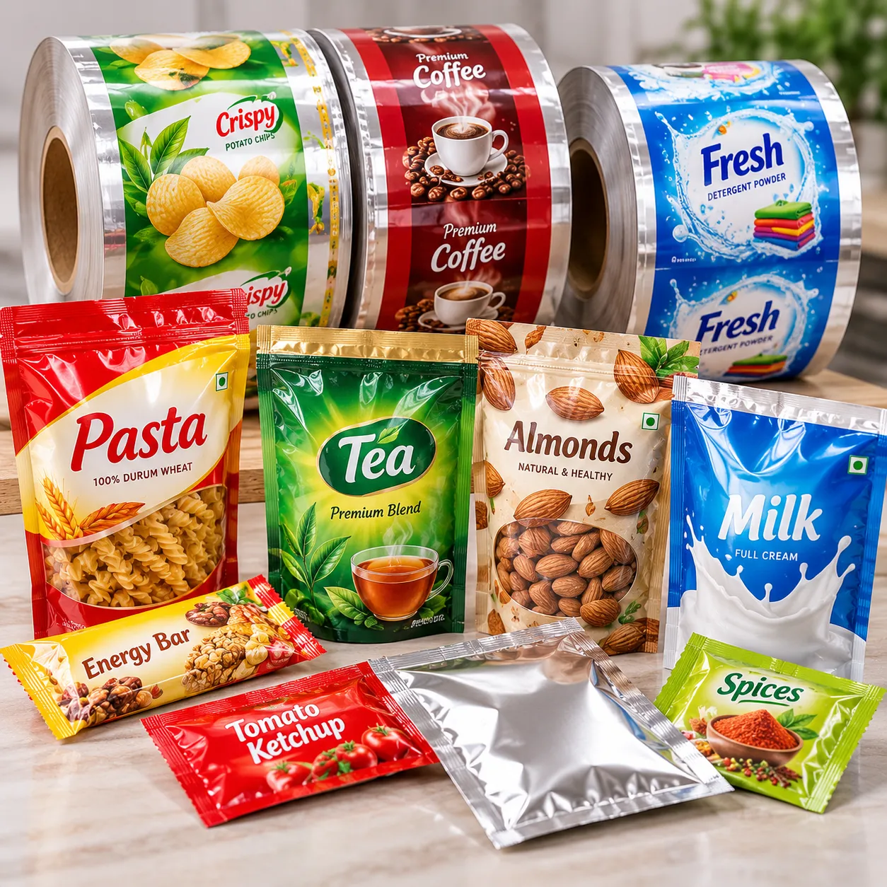 Flexible paper film packaging