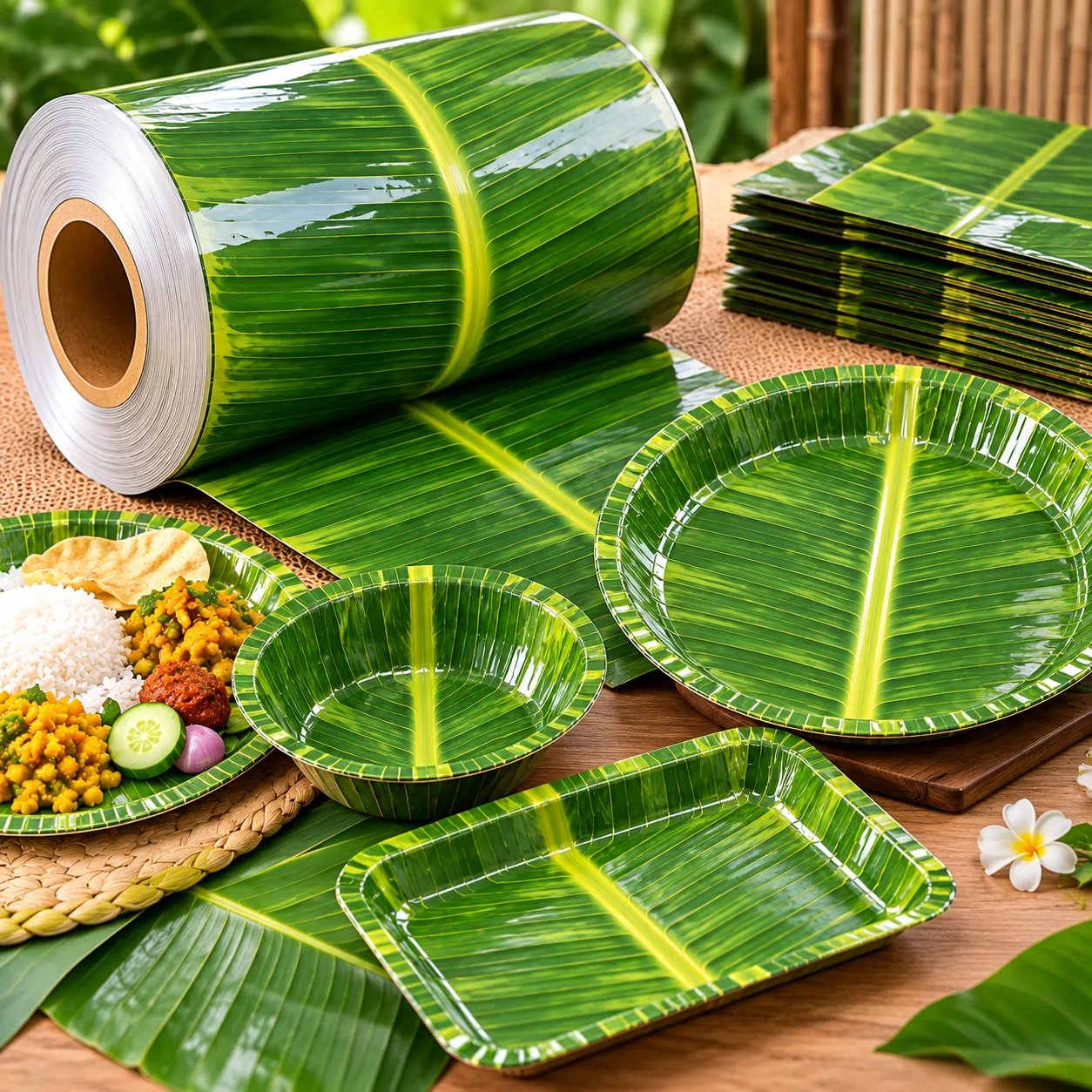 Laminated kela patta paper plates Laminated kela patta paper plates