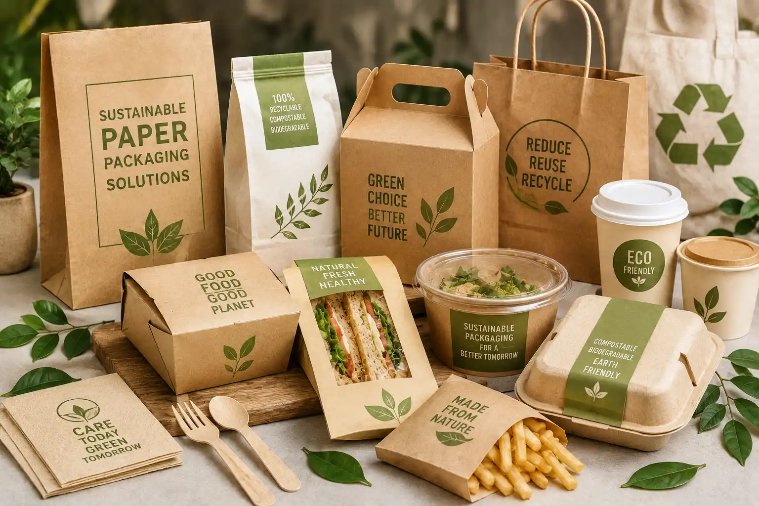 Sustainable recyclable paper packaging